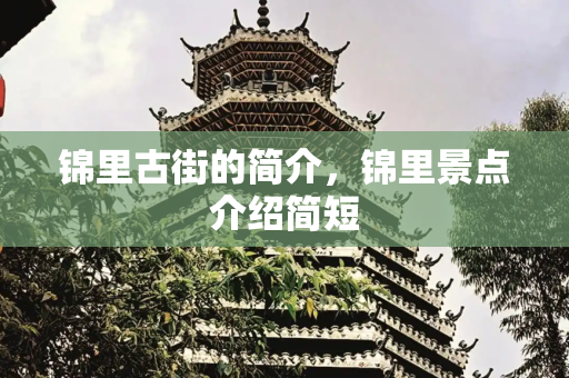锦里古街的简介，锦里景点介绍简短