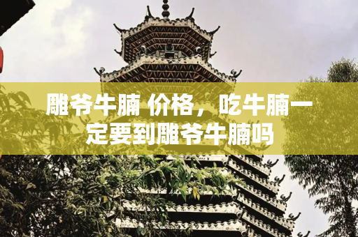 雕爷牛腩 价格，吃牛腩一定要到雕爷牛腩吗